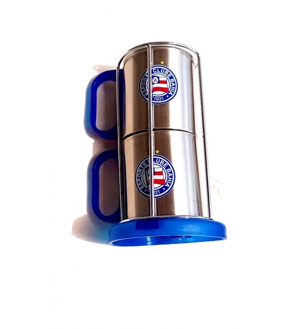 Jogo 2 Canecas Inox Com Suporte  - Bahia - Produto Oficial Licenciado